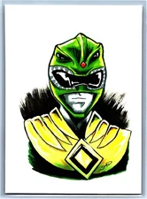 Green Power Ranger Sketch Card - Scott Sketches Fan Art Trading Card
