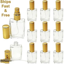 15ml 0.50oz empty perfume glass square spray bottle gold atomizers refillable