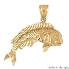 New 14k Yellow Gold Mahi Mahi Fish Pendant