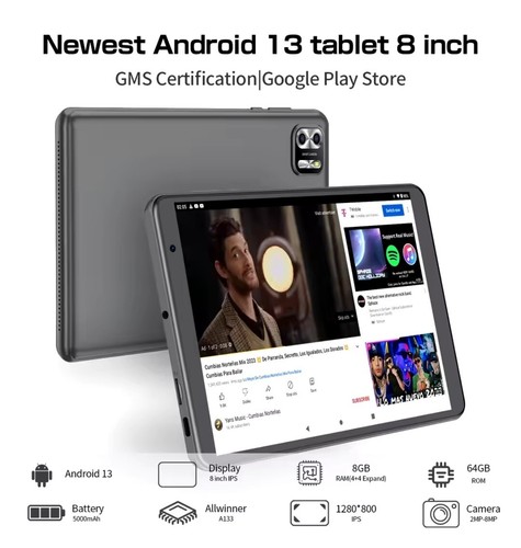 Pritom: Tab 8 - 8" HD Quad-Core 4GB RAM 64GB SSD Android™ 13 (New) - Picture 7 of 14