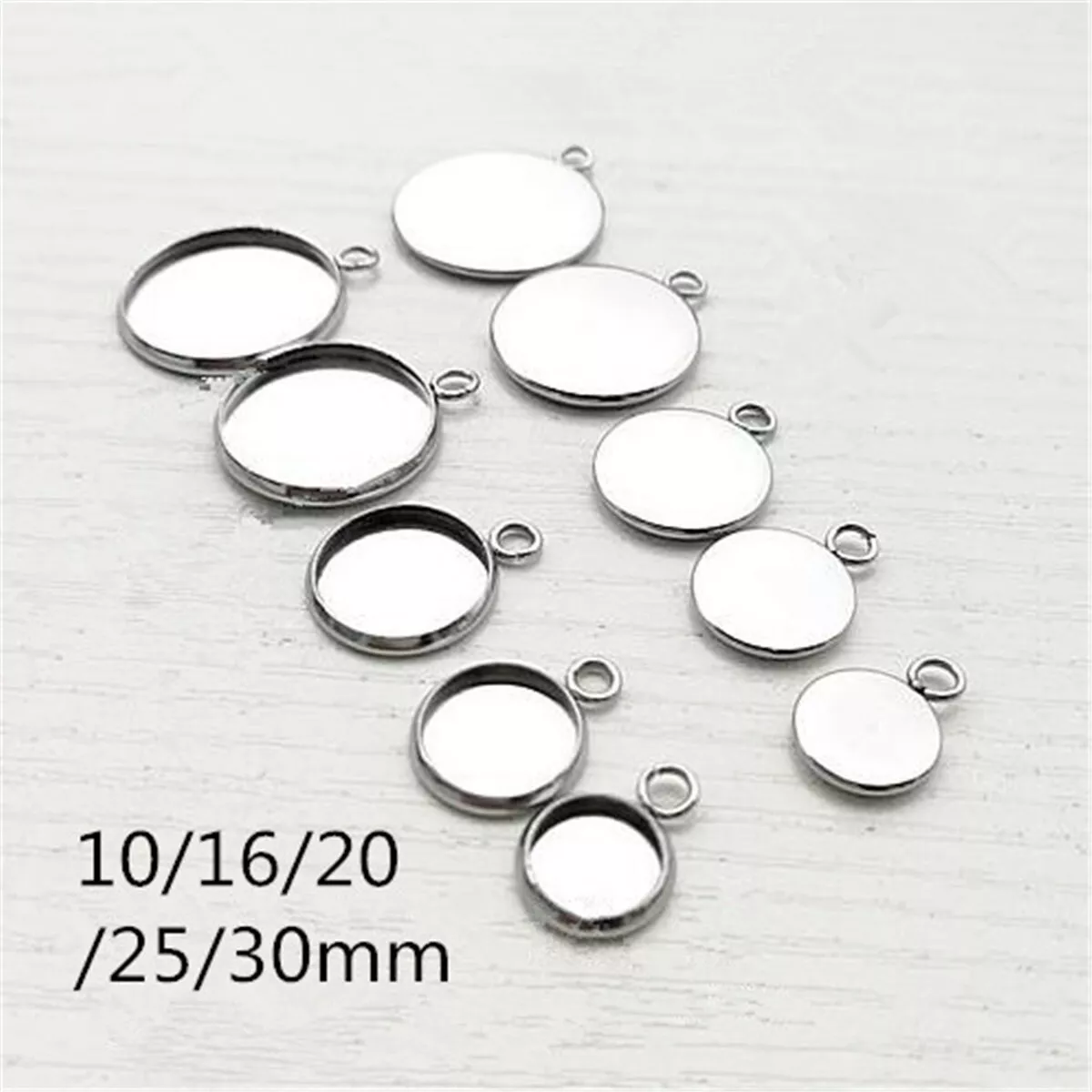 10PCS Stainless Steel Round Pendant Setting Cabochon Base Tray Bezel Blank DIY