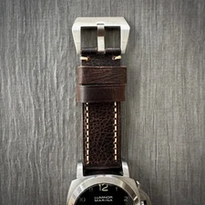 Vintage Brown Distressed Leather Watch Strap Band For Panerai 24mm Lug Watches
