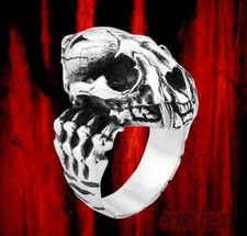 New Beast Skull Claws Monster Silver Tiger Mens Gothic Biker Ring
