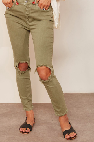 Free People High Waist Ripped Knee 