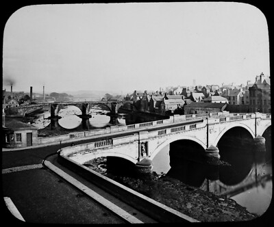 DIE ZWEI BRIGS O AYR UM 1890 ALTE FOTOGRAFIE Magische Laterne Dia SCHOTTLAND