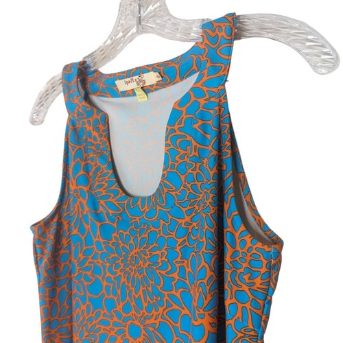 Vestido de Verano Aryeh Sin Mangas Turquesa y Naranja Floral Abstracto Talla Pequeña - Imagen 8 de 11