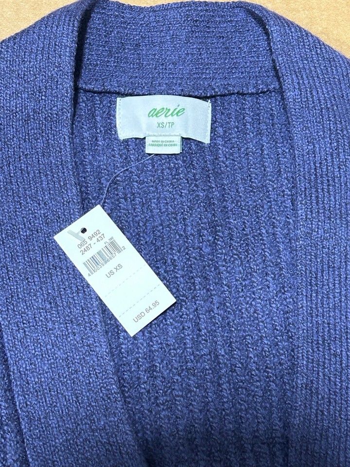 NWT Aerie Oversized Button Front Navy Blue Cardigan XS eBay