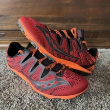 Saucony Men's Red and Orange Track and Field cleats size 8
