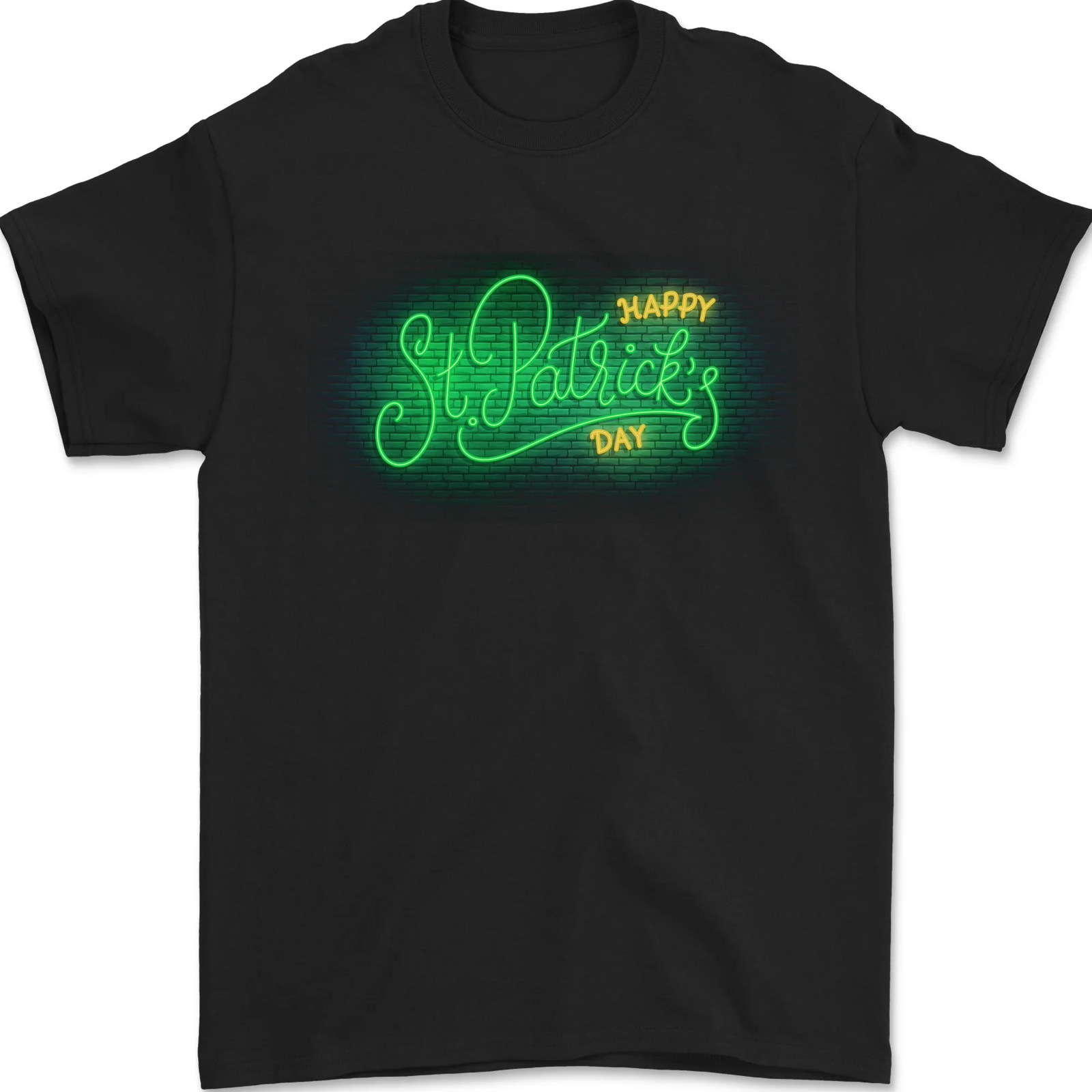 Neón Letrero Happy st Patricks Day Camiseta Hombre 100% Algodón