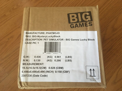 Big Games Pet Simulator X Lucky Block Mystery Plush W/DLC Code FACTORY SEALED