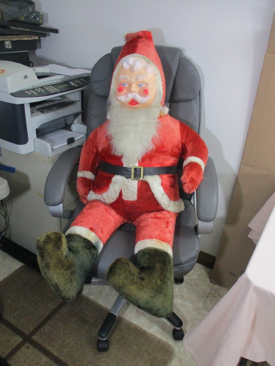 Vtg RARE 1940's-50's HUGE Foot Stuffed Santa Claus Store Display Plastic  Face