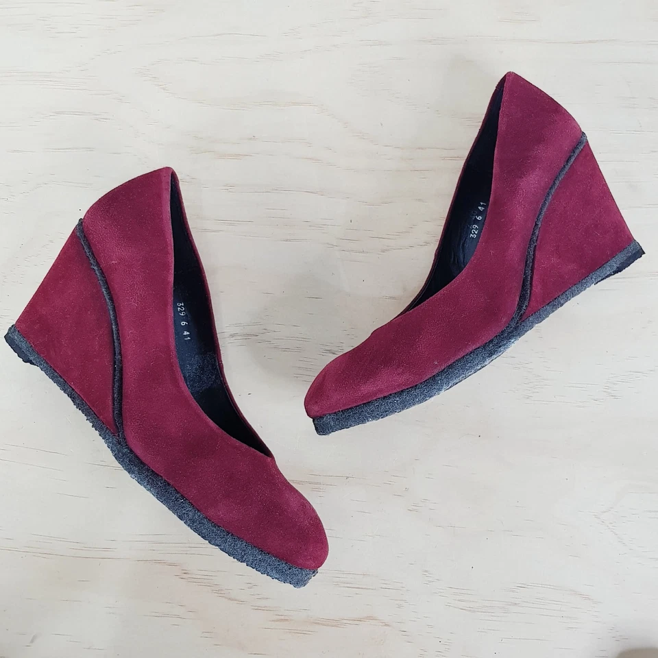 [Cuero AUDLEY] Sandalias de cuña de cuero borgoña para mujer Zapatos | Talla 41 EUR Foto 2 de 4