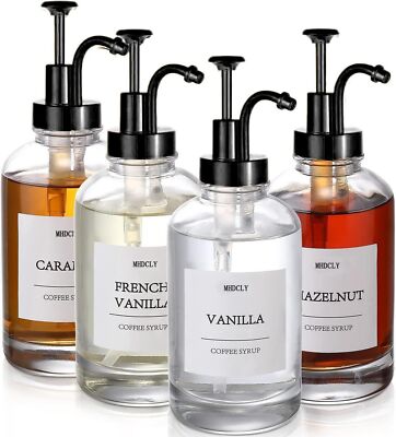 Coffee Bar Accessories,MHDCLY Coffee Syrup Dispenser - 4pack,16.9oz Syrup Dis...