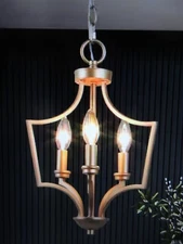 LNC Aritik 3-Light Modern Gold Geometric Pendant Small Candle-Style Chandelier