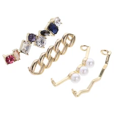 4PCS Shoes Lace Decor Wedding Shoe Clips Rhinestone Dress Sneaker Shoelaces