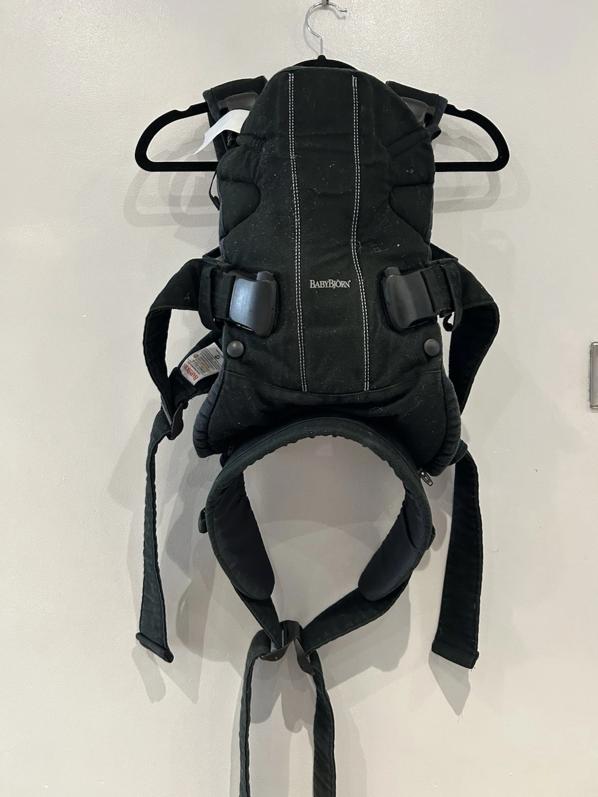 BabyBjorn One Baby Carrier in Black Cotton Mix 3.5 - 15kg Baby Bjorn Grey Trim