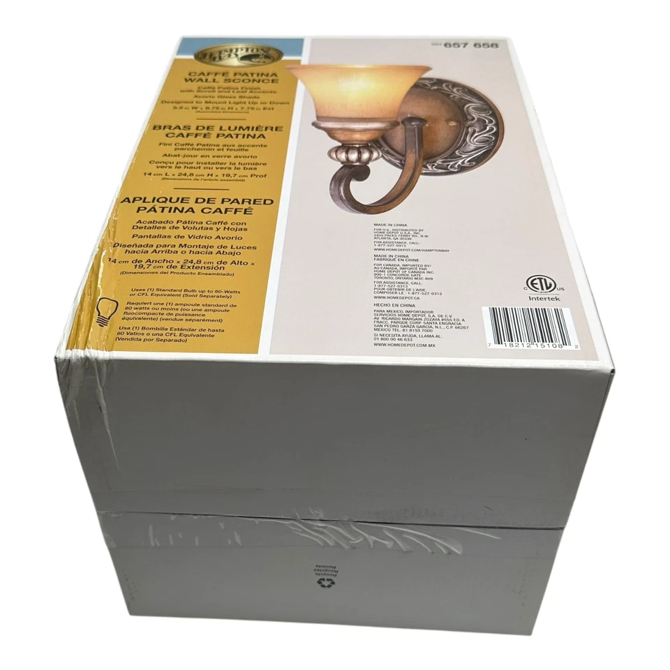 Aplique de pared Hampton Bay 657-658 café pátina nuevo Foto 4 de 4
