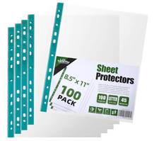 100 Pack Sheet Protectors 8.5 x11 Inch Clear Page Protectors for 3 Ring Binder