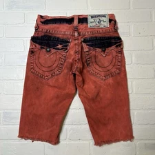 True Religion Men’s Cutoff Denim Shorts Sz 28 Distressed Skinny