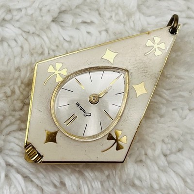 Vintage Endura Watch Pendant Lady Luck Swiss Made NOT RUNNING UNTESTED 2''