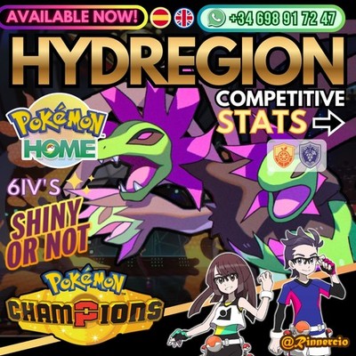 Hydregion 6IVs Shiny Competitive VGC for Pokemon Champions and Home