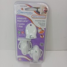 Dreambaby White Adhesive Mag 2 Locks 1 Key NIP