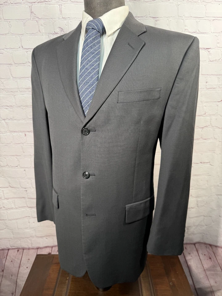 Traje CHAPS Para Hombres Gris Lana CACHEMIRA Calce Clásico Plisado 2 piezas 42R Chaqueta 38x30 Pantalón Foto 3 de 4
