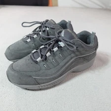 Easy Spirit Shoes Womens Size 8.5 W Gray Romy Walking Suede Mesh Lace Up Comfort