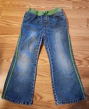 Children's Place Girls Blue Jeans Size 5T Green Silver Stripes