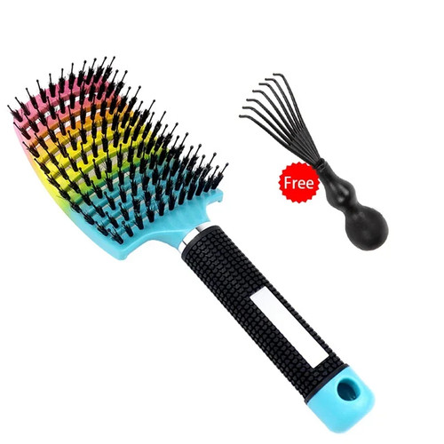 Spazzola per capelli districante spazzola per capelli setole e nylon donna capelli ricci bagnati cuoio capelluto - Foto 29 di 31