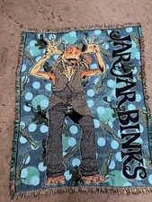 VTG Jar Jar Binks Fringe Throw Blanket Star Wars Episode 1 AOP Northwest Company