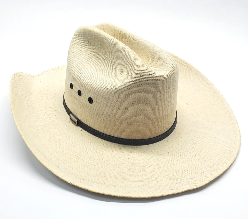 Atwood Straw Cowboy Hat Hereford 7X Long Oval Size 7 3/8 Beige Ivory - Image 2 of 4
