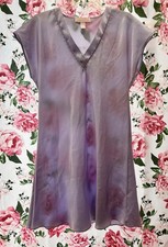Vintage Oscar De La Renta 90's Pink Label Satin Chemise Lavender Nightgown Small