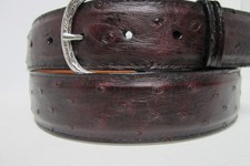 GENUINE OSTRICH BELT , BLACK CHERRY