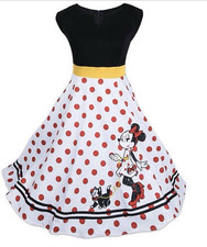 Disney Parks The Dress Shop Girls Sz L 10-12 Minnie Mouse Figaro Polka Dot Dress