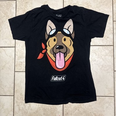 2015 Fallout 4 Companion Dogmeat Black Medium German Shepherd Graphic T-Shirt