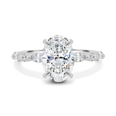 Luxus Design Diamant Ring 2 Karat Oval E-F VVS2 Lab Grown IGI 950 Platin