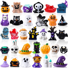 DIYDEC 32Pcs Halloween Mini Resin Figures 32 Styles Tiny Resin Animals Little Sm