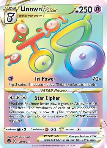 Unown VSTAR (Secret) 199/195 - SWSH12: Silver Tempest - (NM)