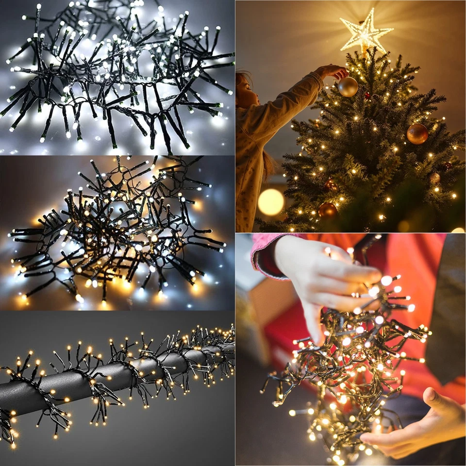 TRIMMING SHOP Christmas Fairy Lights 480-1920 LED Cluster Indoor Outdoor Tree Home Xmas Decor