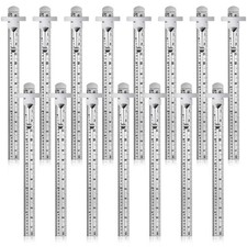 20 Piece 6 Inch Metal Pocket Ruler Set Stainless Steel Clip Scale Metric Impe...