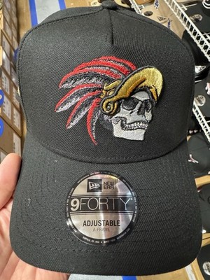 New Era Mexico Aztec Mayan 9Forty AF SnapBack Hat Black Gold Conquistador Skull