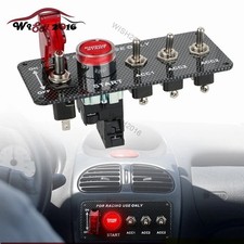 Carbon Ignition Switch Panel Engine Start Push Button Control Led 12v Racing Car
