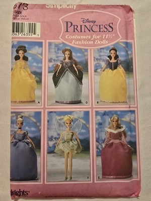 Simplicity 5673 Pattern Disney Princess Costumes ofr Fashion Dolls Barbie Uncut