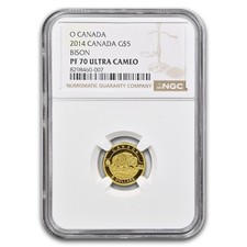 2014 Canada 1/10 oz Proof Gold $5 Bison PF-70 NGC UCAM