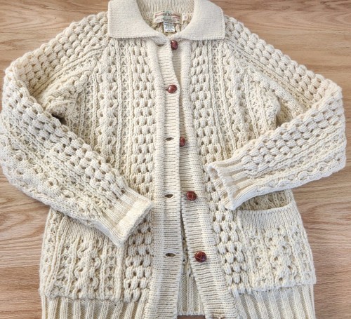 Vintage Mens Donegal Knitwear Irish Fisherman Wool Cardigan Sweater Size 38, Size 38, $39.99