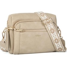 Vegan Leather Crossbody Bags for Women Anti theft Purses and Handbag Cinnamon