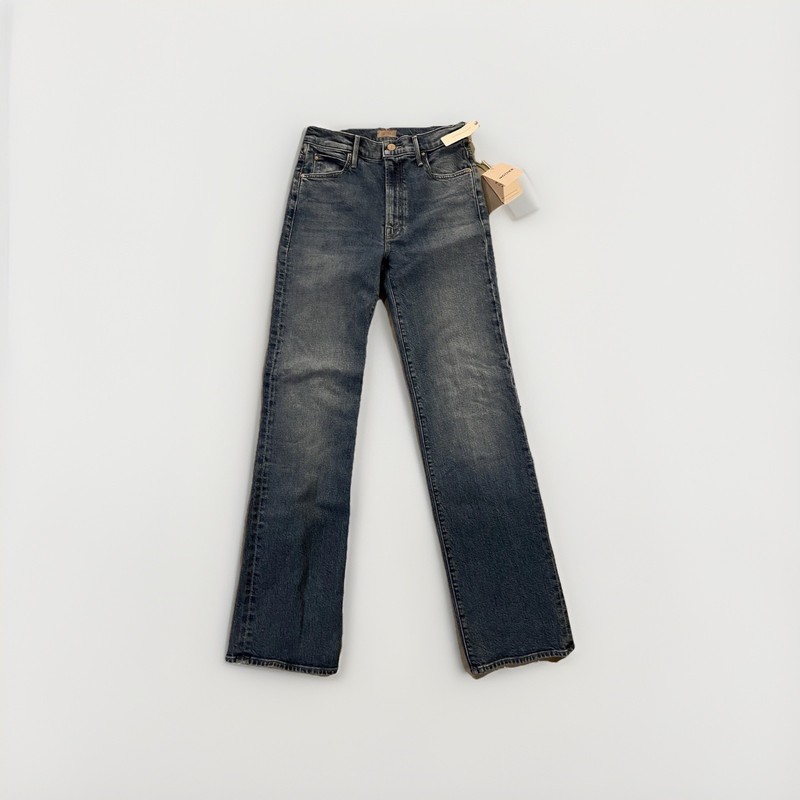 MOTHER The Hustler Straight High Rise Medium Wash Blue Denim Jeans, 5-Pocket