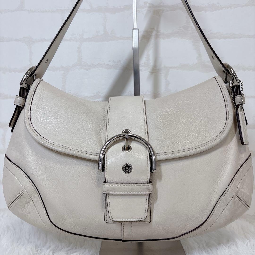 Vintage Leather Cream Coach Soho Shoulder Bag