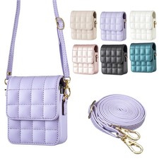 For Samsung Galaxy Z Flip 7 6 5 4 3 PU Leather Bag Mini Crossbody Strap Case